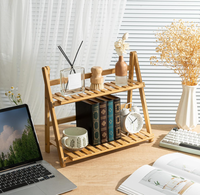 Étagère de rangement de bureau à double niveau en bois en forme de triangle pour la cuisine, le salon, la garde-robe