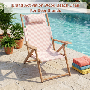 Sedia da Spiaggia Pieghevole in Legno Impermeabile di Alta Qualità, Facile da Trasportare, Produttore di Sedie Promozionali Premium - Product Image 1