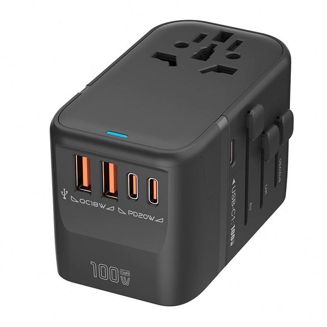 Universal Travel Charger GaN PD 65w All in One 4 USB Retractable Cable Multi Fast Charger Travel Adapter PD Charger