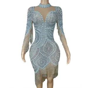 Элегантное вечернее платье с кристаллами и жемчугом, свадебное платье, сексуальное облегающее мини-платье для ночного клуба, женское вечернее платье для выпускного вечера