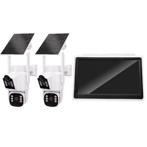 Outdoor 4MP Dual Lens Solar <b>Camera</b> Kit with 10.1 Inch LCD Monitor Two-Way Audio SD Card CMOS Sensor Night Vision <b>Security</b> System - Product Image 1