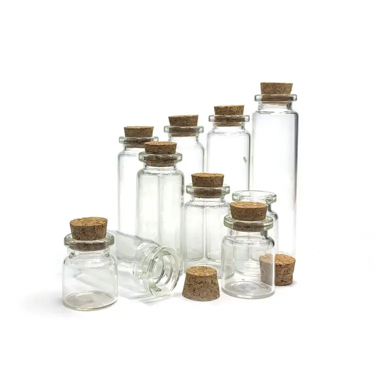 Ancho 30mm Mini botellas con tapas Cor Mensaje de deseos Botellas de vidrio Viales Pudín Tarro de vidrio con tapón de botella de vidrio de corcho