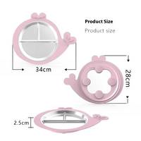 Assiettes pour tout-petits en acier inoxydable avec manchons d'aspiration amovibles en silicone pour chaises hautes pour bébés, ensemble cuillère et fourchette