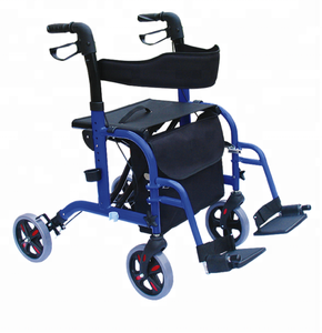Fábrica Atacado 2 em 1 Dobrável 4 Rodas Desativado Rollator <span class=keywords><strong>Walker</strong></span> Com Assento e Apoio Para Os Pés - Product Image 2