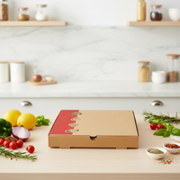 Le matériau est en carton ondulé, disponible en différentes tailles, et convient à l'emballage de plats à emporter.
