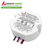 Driver LED rond 5-en-1 à économie d'espace, dimmable 12V 24V 36V 48V, 25W, variateur Triac 0-10V