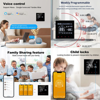 Termostato con Pantalla Táctil Wifi, Programable Semanalmente, para Calefacción por Suelo Radiante Eléctrico Hidrónico y Sistema de Caldera Central, Kit para Hogar y Hotel