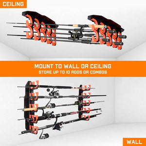 Support de canne à pêche mural idéal pour garage, salle de pêche ou abri, pour ranger soigneusement les cannes et les accessoires de pêche - Product Image 3