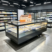 Congélateur îlot panoramique en verre entièrement transparent sur mesure avec température stable de -18 à -22 °C ℃   Température pour la présentation de viande congelée en supermarché
