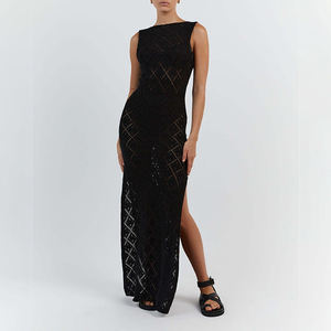 Halter largo de manga corta para mujer, corpiño fiesta de graduación vestidos de noche Sexy cuello en V pesado con cuentas vestido adornado a mano/ - Product Image 5