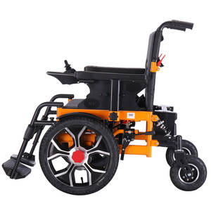 Silla de ruedas eléctrica portátil médica de alta calidad para exteriores, silla de ruedas de acero plegable ajustable en altura para ancianos para discapacitados - Product Image 2