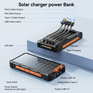Banco de Energía Solar de Iones de Litio de Cuatro Cables con Certificación UL2056/CE/UKCA/RoHS/FCC, Carga Rápida, 20000mAh - Product Image 2