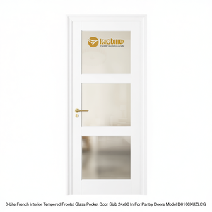 Porte coulissante intérieure en verre trempé givré KIGBIIIO 3-Lite, style français, 24x80 pouces, pour portes de garde-manger, modèle D0100XUZLCG - Product Image 1