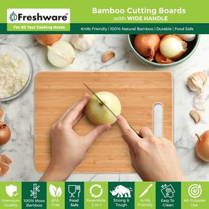Freshware Bamboo Cutting Board <b>Set</b> Of 3 Rectangle Chopping Blocks For Kitchen Use - Product Image 3