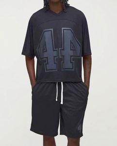 Black Oversized Boxy Mesh <b>Batwing</b> 44 Hockey <b>Top</b> and Short Set 100% Cotton Sweat Sets Unisex Fitness Tracksuit - Product Image 1