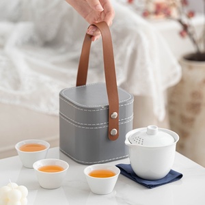 Set da Tè Kung <span class=keywords><strong>Fu</strong></span> Portatile in Porcellana Bianca Minimalista Stile Cinese, per Esterni, Personalizzabile con Logo, Regalo per Riunioni Aziendali Annuali - Product Image 2