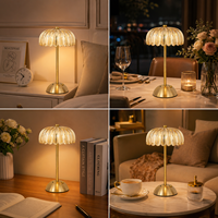 Lampe de table LED rechargeable en verre jaune, lampe décorative sans fil, à intensité variable au toucher, pour restaurant, bar, café, éclairage de table