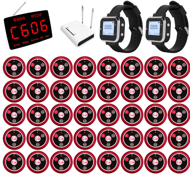 Wireless Waitstaff Call System for Restaurants / Customer Table Call Buttons and Display Receivers/Pagers