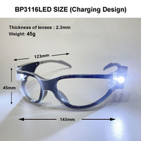 ANSI Z87.1 Standard Lunettes de protection antidérapantes et résistantes aux chocs Lunettes de sécurité à LED éclairées rechargeables intégrées