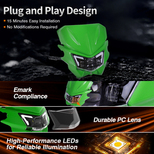 ไฟหน้า LED ได้รับการรับรองมาตรฐาน ECE สำหรับ Kawasaki KLX 125 <span class=keywords><strong>250</strong></span> 250S 250SF 450R ปี 2008-2019 อุปกรณ์เสริมสำหรับรถมอเตอร์ไซค์วิบาก พร้อมหน้ากาก - Product Image 5