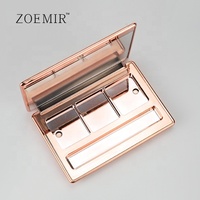 Palette à paupières magnétique vide personnalisée, palette à blush 3 compartiments avec miroir, rose gold, rectangulaire, palette de poudre compacte 3 couleurs