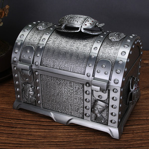 Coffre au trésor double couche de style égyptien ancien rétro, super grand, avec serrure, pour bijoux de pirates des Caraïbes, pour ranger les objets. - Product Image 4