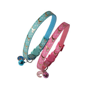 Amigo 새로운 애완 동물 제품 스타 문 핫 골드 버튼 웨빙 칼라 문 액세서리 벨 고양이 칼라 - Product Image 3