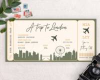Véhicules de voyage personnalisés en métal doré pour cartes d'embarquement, bons de voyage d'anniversaire et billets d'avion à prix réduits, en gros