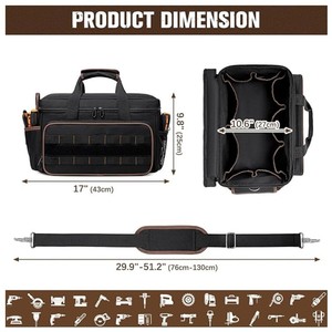 Wholesale Durable Wear-Resistant <b>Tool</b> <b>Storage</b> Bag with Adjustable Shoulder Strap, Portable <b>Tool</b> Organizer, Oxford Cloth 17 in - Product Image 2