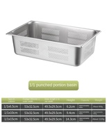 Baki Makanan Gastronorm Stainless Steel 201 Ukuran 1/1 Berlubang, Food Grade, untuk Meja Steam dan Drain Pan di Dapur Komersial/Buffet