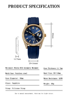 Montre Homme Personnalisée Hip Hop Iced Half Bust Down VVS Moissanite Miyota 8215 Automatique Acier Inoxydable 316L Saphir 5ATM Bracelet Caoutchouc