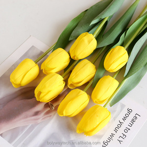 Tulipes artificielles bleu <span class=keywords><strong>rose</strong></span> pâle, fleurs artificielles au toucher réel pour la remise des diplômes, Pâques, Nouvel An et la rentrée scolaire, décoration de la maison - Product Image 4