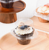 Boîte d'emballage en plastique transparente cylindrique jetable pour cupcake et tarte aux œufs, épaissie, blister, 1/2 tasse, gobelet Mafen