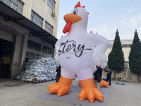 Coq de coq gonflable de poulet, modèle de dessin animé avec Logo pour la décoration publicitaire