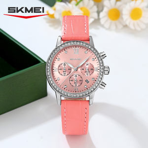 Reloj de Pulsera de Negocios de Lujo para Mujer Skmei 9384 con Esfera de Diamantes, Correa de Cuero, Multifuncional, Resistente al Agua 3ATM, Reloj de Cuarzo - Product Image 2
