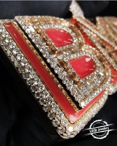 Collar Personalizado con Colgante de Letra BMR en Esmalte - Oro de 9K-18K con Diamantes Cultivados en Laboratorio Certificados por IGI, Estilo Hip Hop - Product Image 5