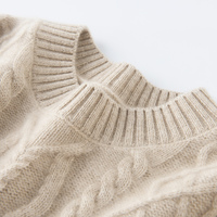 Pull en cachemire pour femme, col rond, tricot torsadé texturé, décontracté pour le bureau