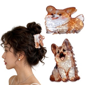 Pinzas para el <span class=keywords><strong>pelo</strong></span> con forma de animales adorables: Corgi, Pastor, Cachorro, Tiburón. Accesorios para el cabello con diseño de mascotas. - Product Image 2