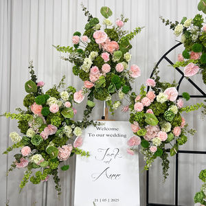 Realistic Silk Artificial Flower Decoration Set in Pink and Green for Wedding and Banquet Venue Decorations - Product Image 3