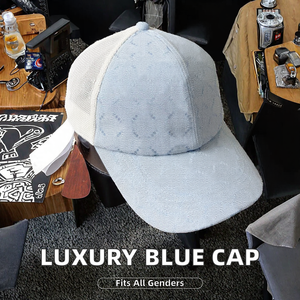 Casquette de baseball de haute qualité en laine/polyester jacquard bleue, broderie à la main, réglable, respirante, imperméable, quatre saisons, symétrique - Product Image 2