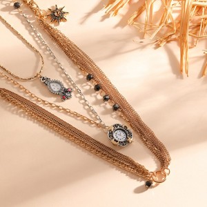 Nouvel ensemble de colliers multicouches tendance bohème faits main, style vacances d'été, avec pendentif montre de poche étoile - Product Image 3