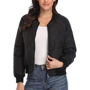 Chaqueta de bombardero raglán acolchada de manga larga con cremallera para mujer personalizable, de cuero vaquero, desmontable, transpirable, impermeable, talla de invierno - Product Image 1