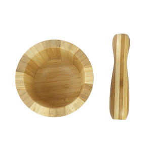 Juego de mortero y Maja de bambú al por mayor para casa natural, cuenco de <span class=keywords><strong>guacamole</strong></span>, cáscara, ajo, pimienta, prensa, Molinillo, trituradora, mezcla de <span class=keywords><strong>Molcajete</strong></span> - Product Image 2