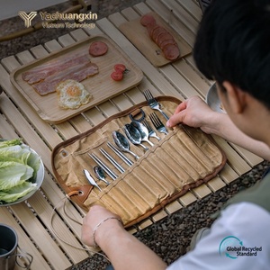 Outdoor Cutlery <b>Set</b> Storage Bag with Stainless Steel Spoon Fork Chopsticks for Camping Travel - Product Image 3