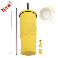 Tasse à thé au lait en acier inoxydable à isolation sous vide 830 ml, avec revêtement en céramique, antidérapante, portable, avec paille, sans BPA, maintien thermique 6-12 heures