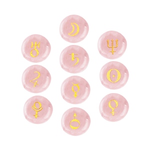 Piedra preciosa clásica <span class=keywords><strong>de</strong></span> cuarzo rosa <span class=keywords><strong>de</strong></span> 18mm, símbolo planetario, piedra <span class=keywords><strong>de</strong></span> grabado láser, juego <span class=keywords><strong>de</strong></span> 10 piezas, piedra Natural para regalo <span class=keywords><strong>de</strong></span> adorno <span class=keywords><strong>de</strong></span> fiesta - Product Image 1