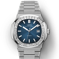 Montre mécanique pour homme Robini en acier inoxydable, design carré lumineux et tendance, grand cadran automatique, résistante à l'eau 5ATM
