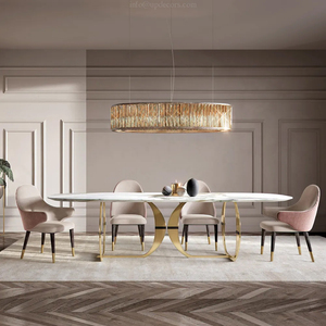 Modern Luxury <b>Dining</b> <b>Table</b> Set Oval Dinning Room Furniture <b>White</b> Marble Top Dinning <b>Table</b> With 6 Chairs UP-010 Dinning <b>Table</b> Set - Product Image 1