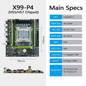 เมนบอร์ดเดสก์ท็อปใหม่ X99-P4 4X DDR4 DIMM สำหรับพีซี LGA2011-3 NVME NGFF M.2 SATA3.0 รองรับแรม 4X DDR4 - Product Image 2