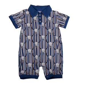 Factory Customization LOGO Summer Short Sleeve Baby Rompers Baby Girls Neck Button Romper Printing Snaps Collard <b>Onesie</b> Organic - Product Image 4